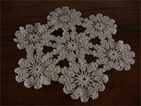 Beautiful white crochet table cover, 20 1/4" diameter